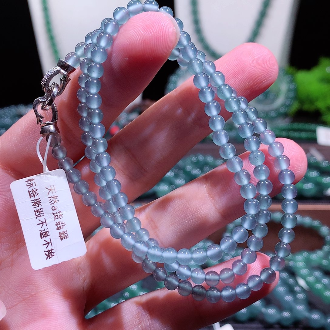 翡翠未镶嵌手链天然a货翡翠项链4+