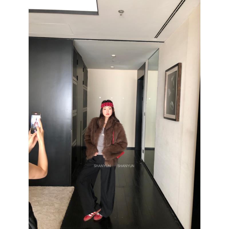 崇福衫韵“复古千金”中古色系仿狐狸毛环保皮草冬装外