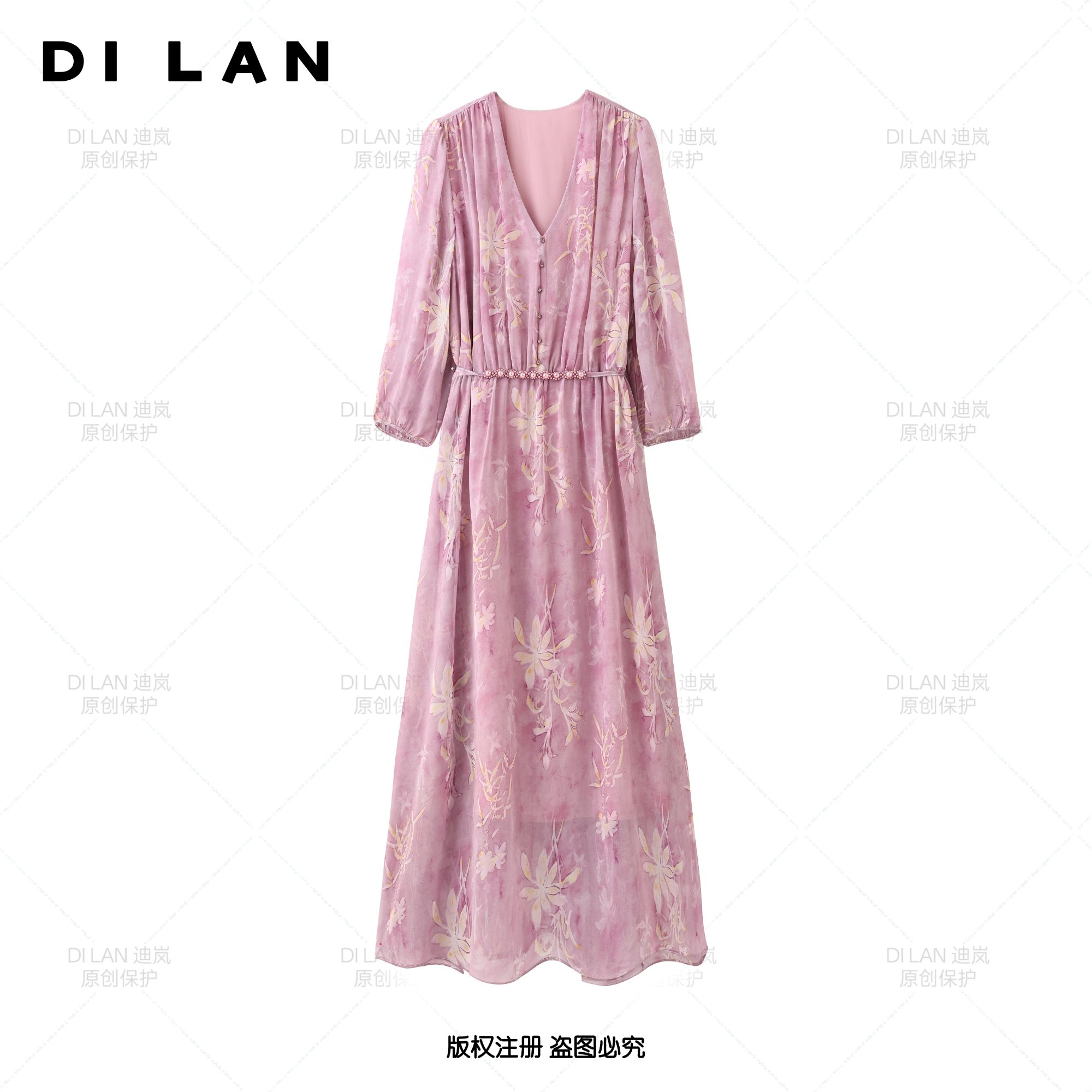 【国色天香A】法式连衣裙女新款气质显瘦穿搭时尚洋气印花长裙2548