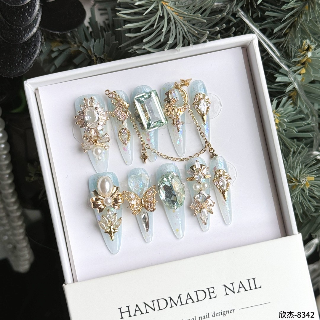 【冰山】欣杰小众设计满钻轻奢纯手工穿戴甲