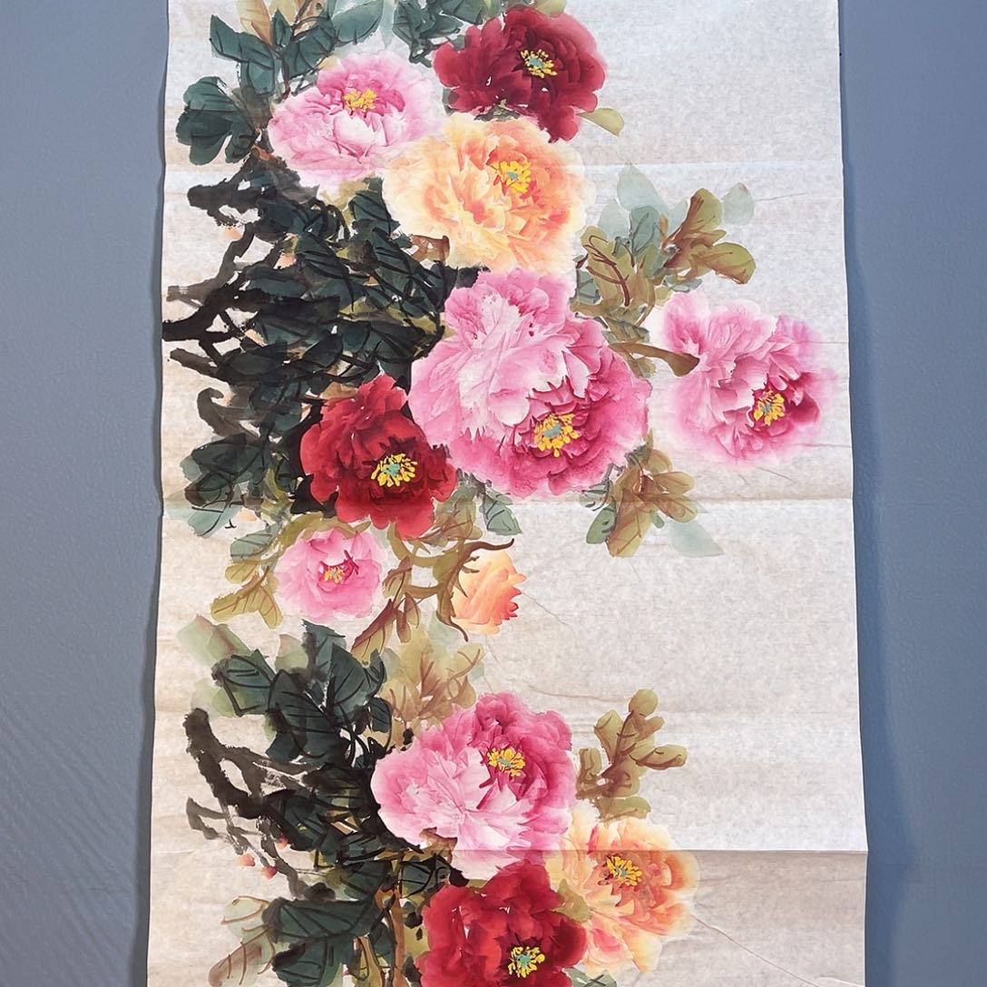 国画312 花红艳绿色如玉色