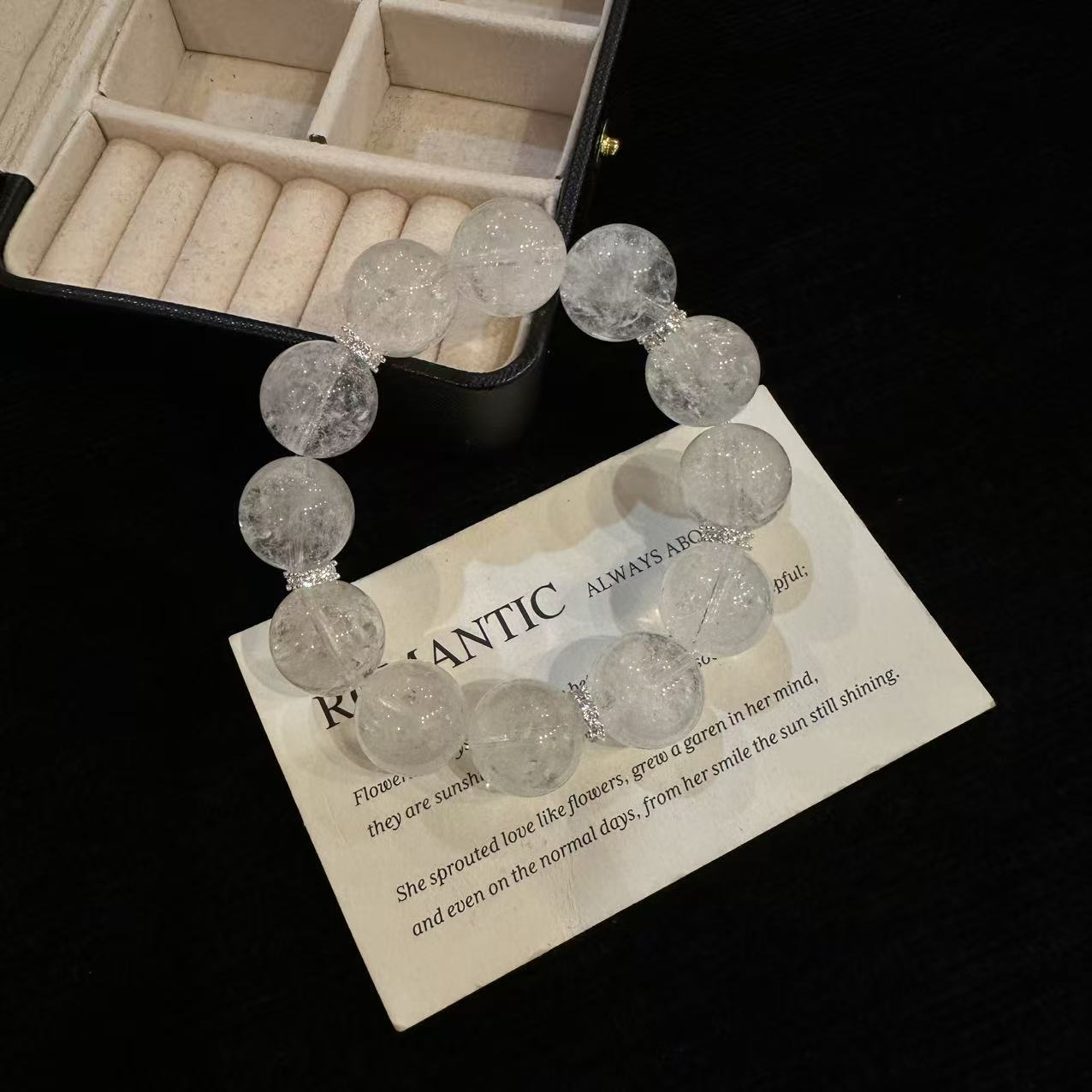 「YIMIMI」天然水晶 16mm白阿赛手链x3421 多样性发货