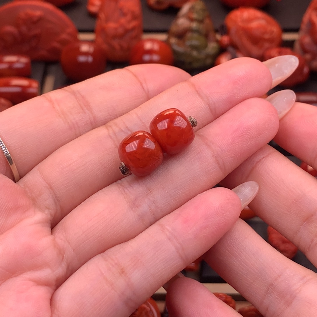 未镶嵌老型对珠11.3mm南红玛瑙