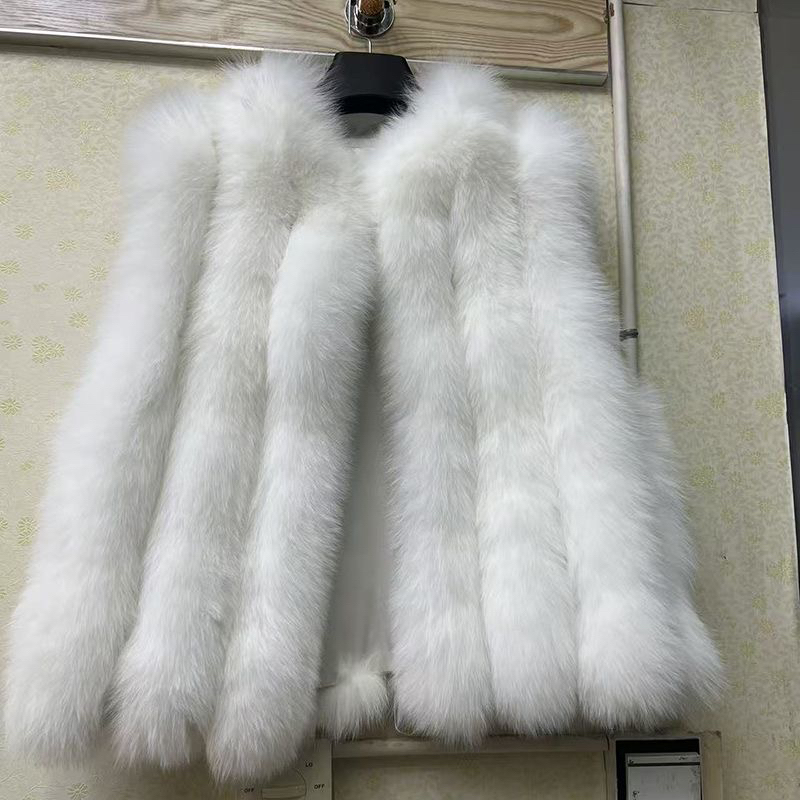 秋冬新款整皮狐狸毛立领短款竖条马甲时尚百搭减龄款