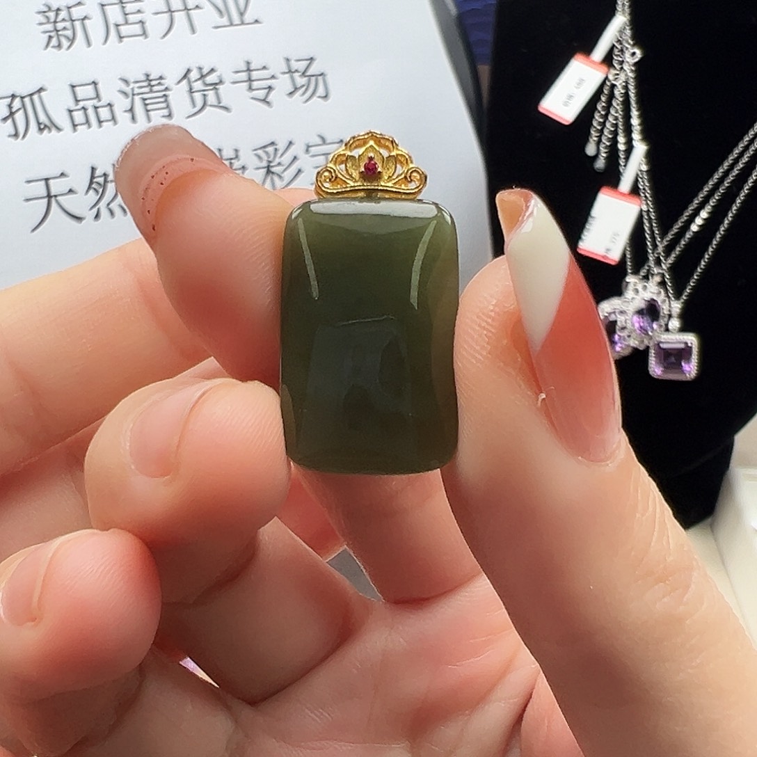 和田玉银S925镀金镶嵌颈饰