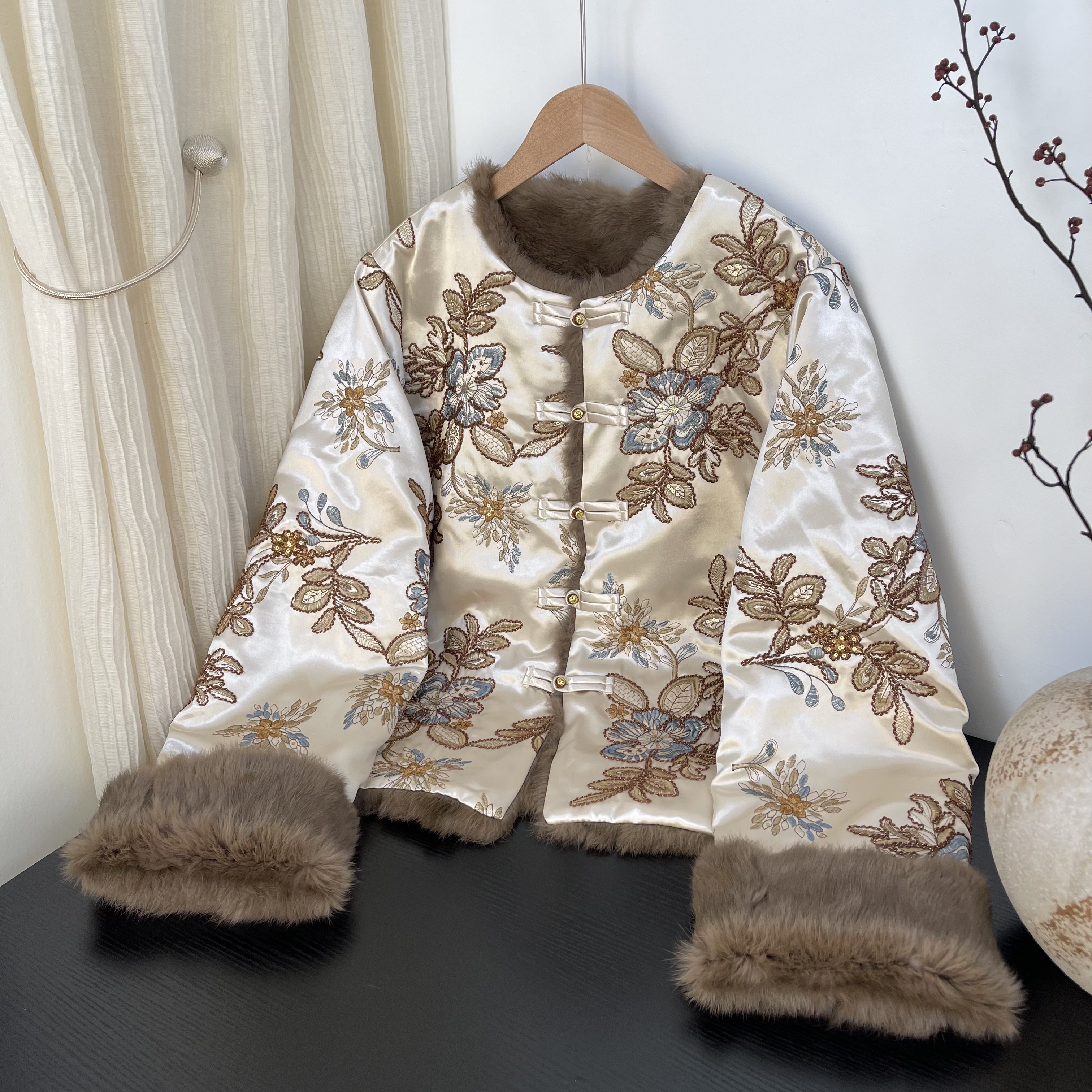 【木兰诗】重磅冬季兔毛新款加厚新中式国风双面双穿保暖外套