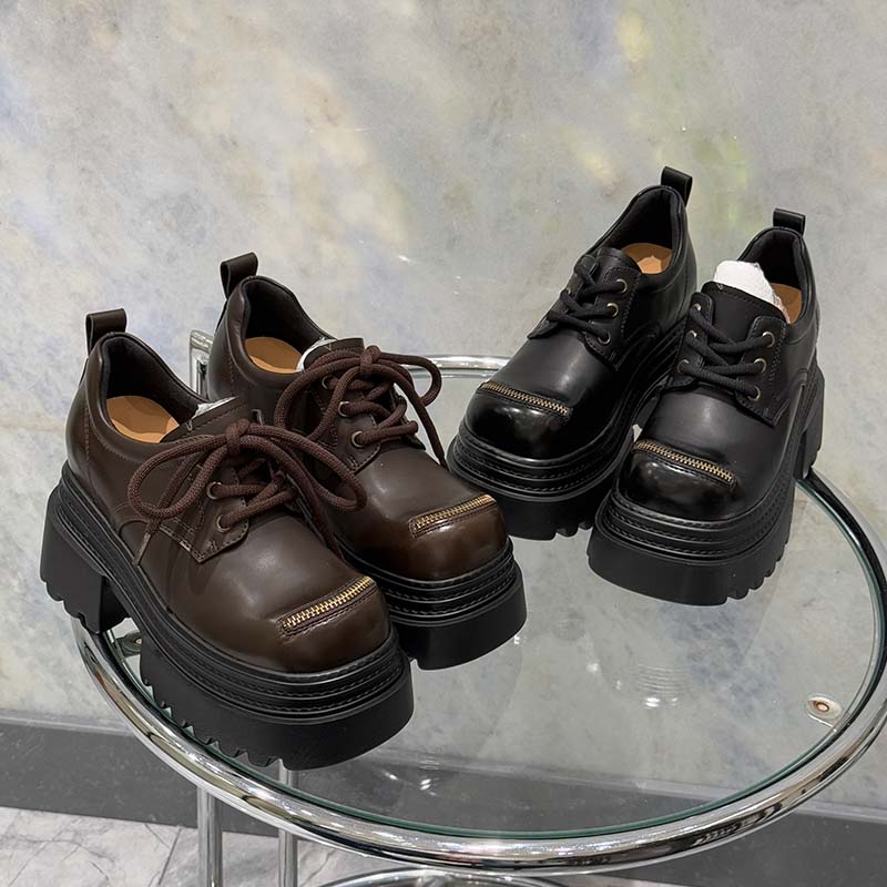 【开口笑】英伦风蝴蝶结2025早春JK平增高复古厚底小皮鞋756-8