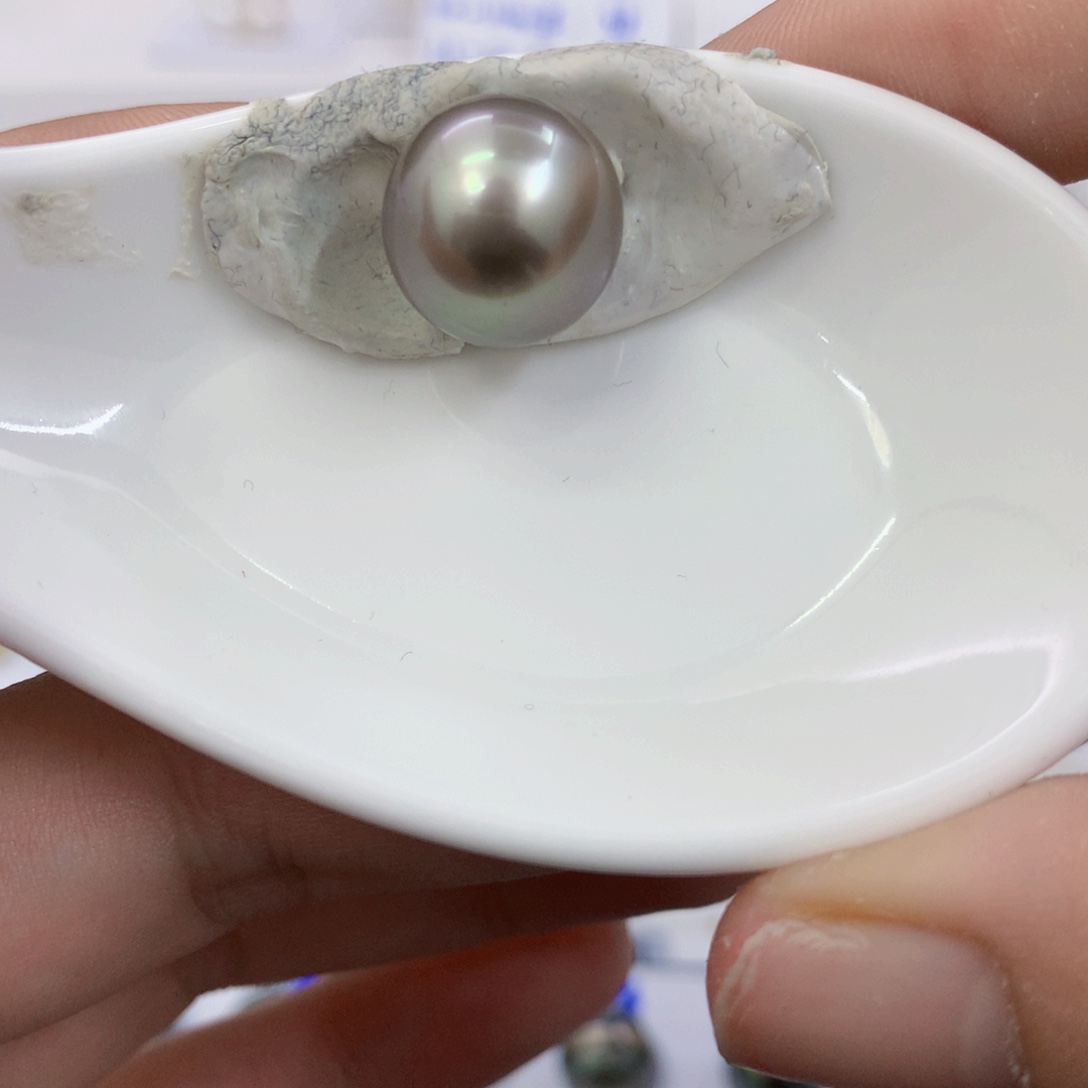 定制海水珍珠未镶嵌裸珠铂金灰近圆12.6mm