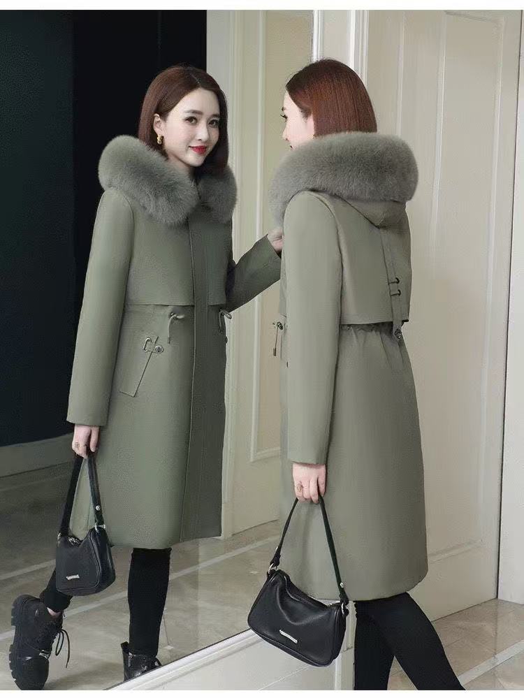 2025款【加长内胆升级兔毛袖】秋冬款狐狸毛领保暖长毛兔毛派克服