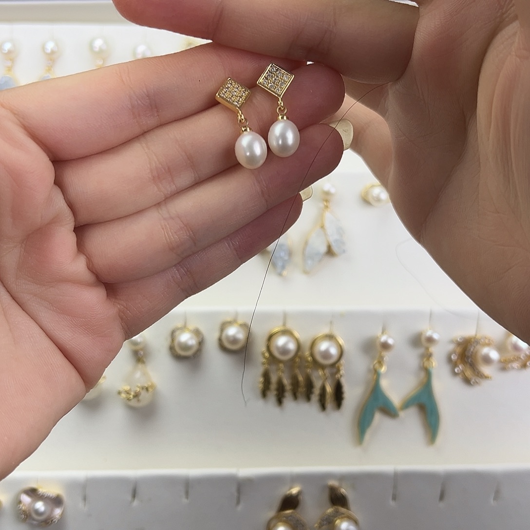 耳饰淡水珍珠银S925镶嵌