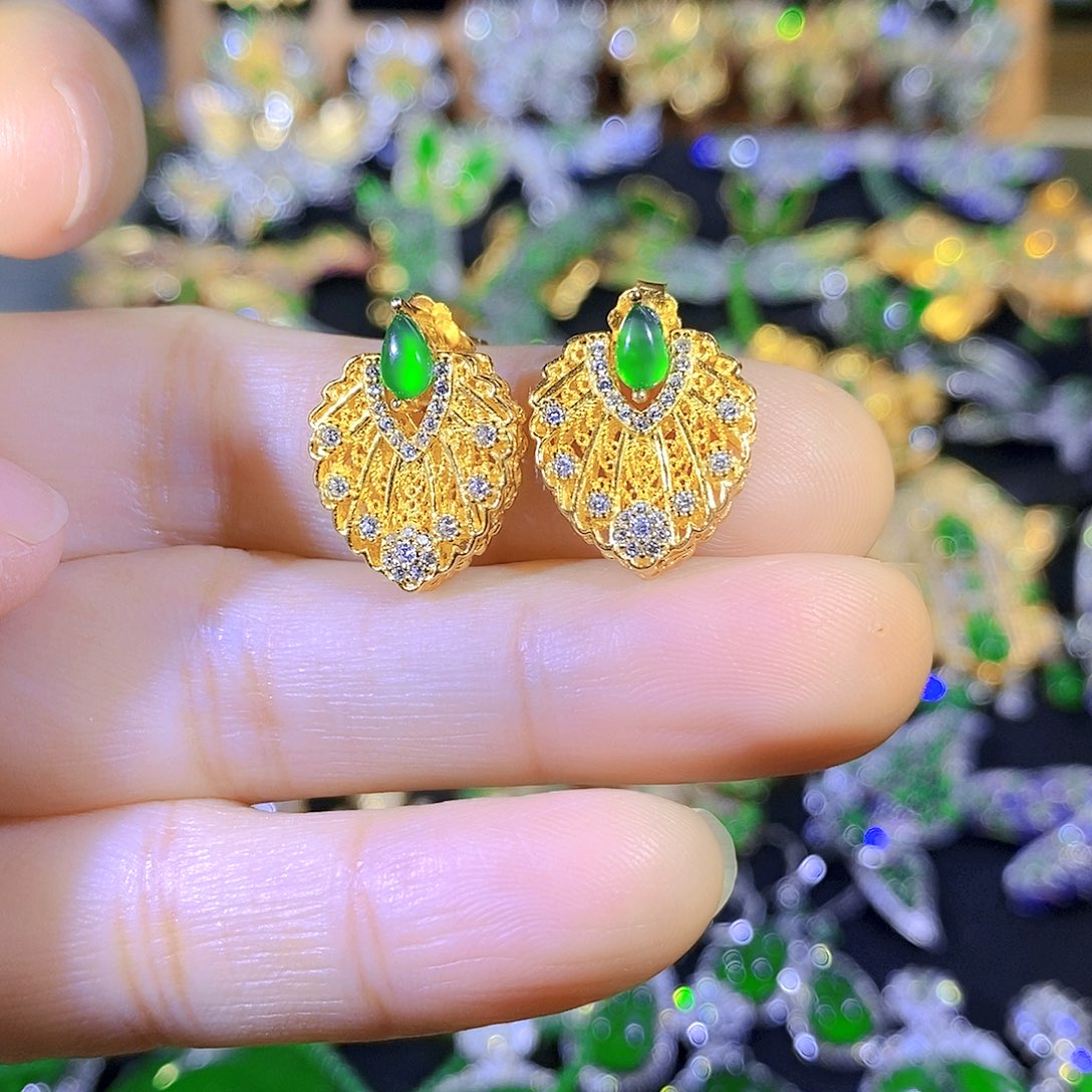 吊坠(不含链)银S925镶嵌翡翠