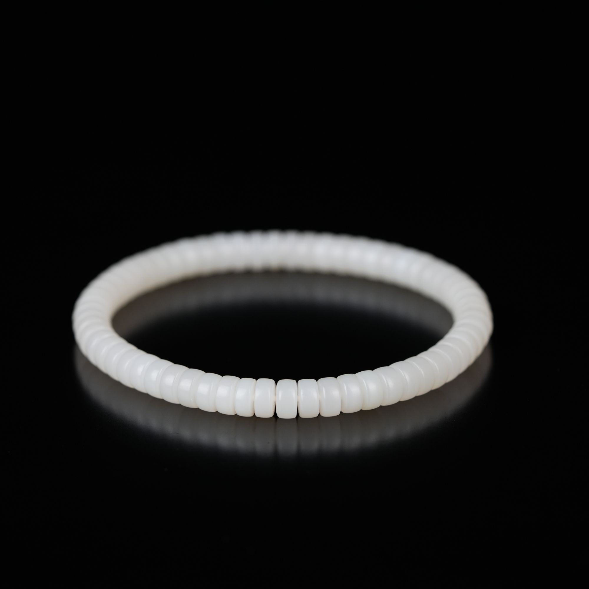 典藏级 和田玉新疆米达高细钱串子直切手串 6mm± H30170