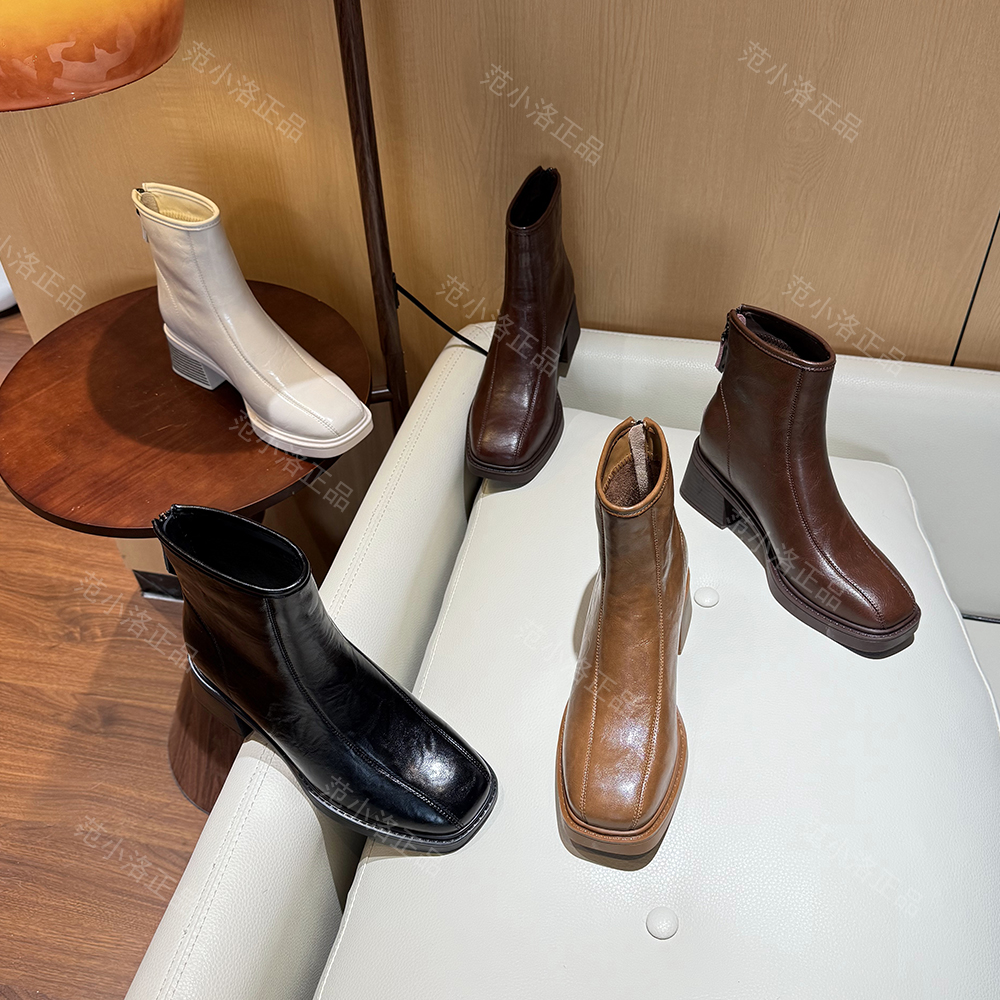 【冬上新】秋冬+8cm内增高法式短靴女2025秋冬百搭瘦瘦靴34261