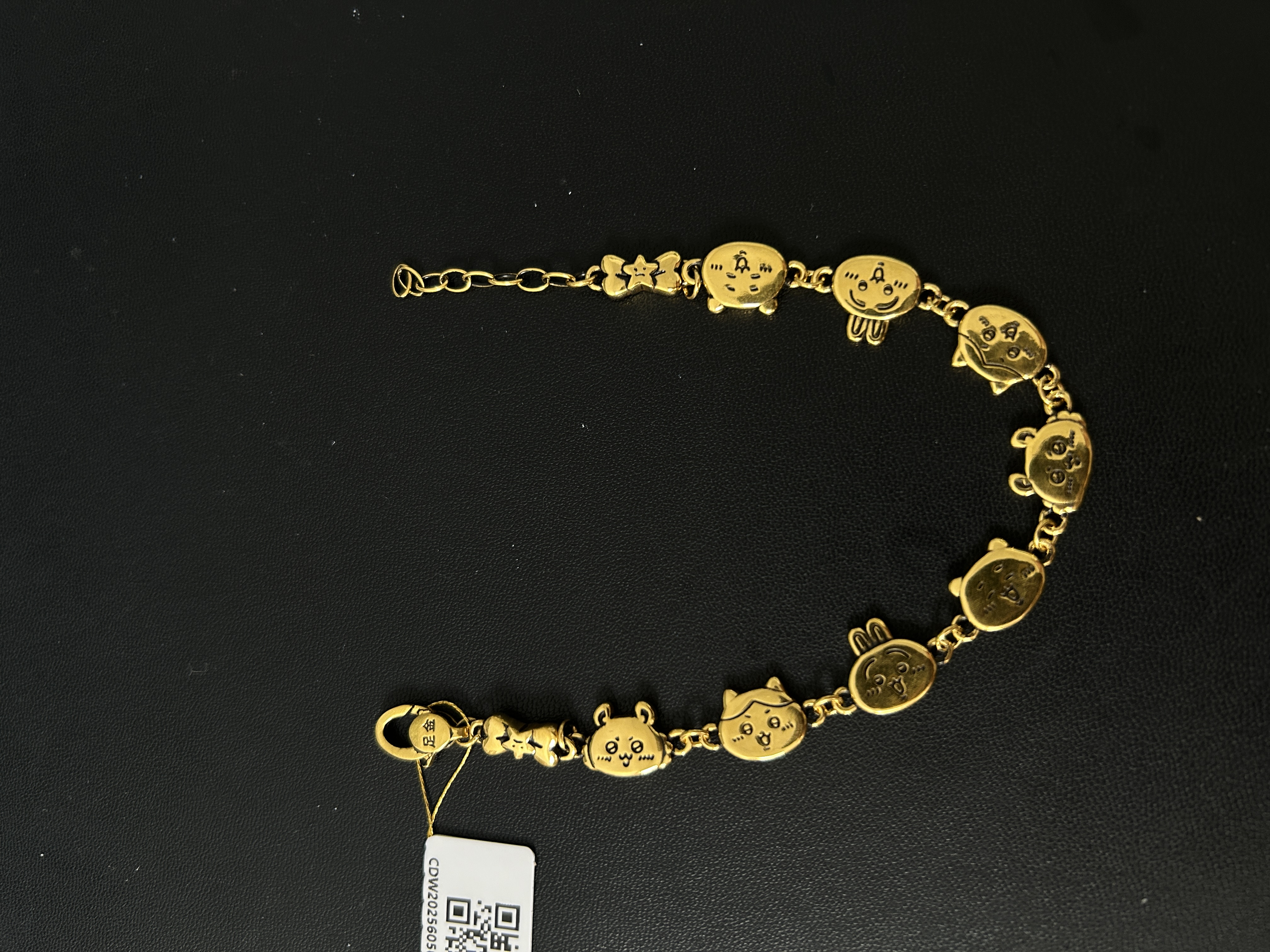 周帝王（定制款）黄金足金精致复古黑金小熊兔子百搭时尚黄金手链