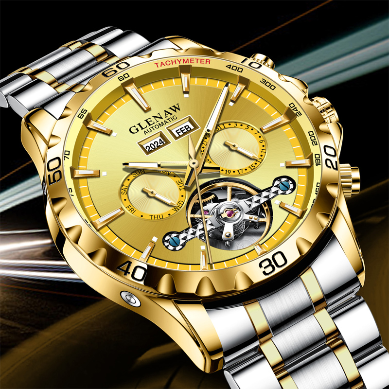 万年历机械表全自动多功能夜光防水万年历高档轻奢大表盘男士腕表