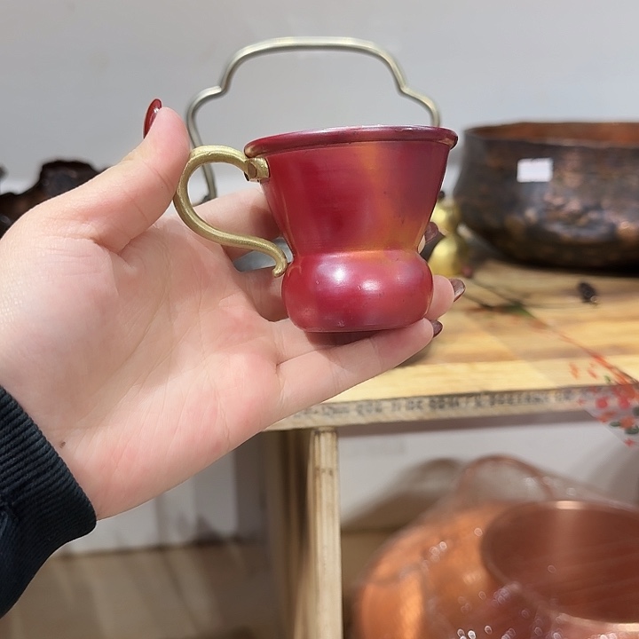 大***线紫铜手工制作淬火色主人杯