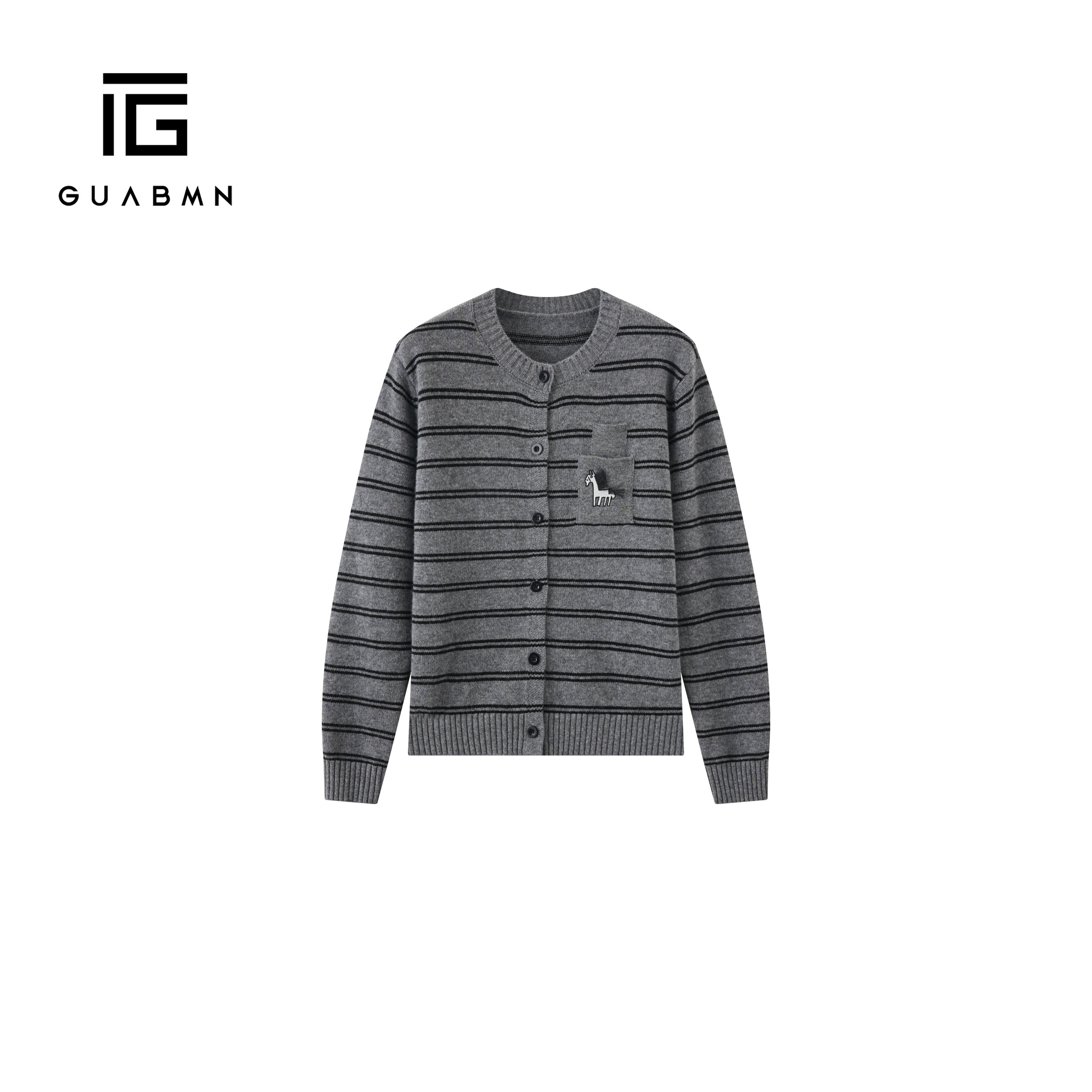 GUABMN2025秋季新款气质撞色细条纹针织衫女百搭显瘦毛衣上衣6067