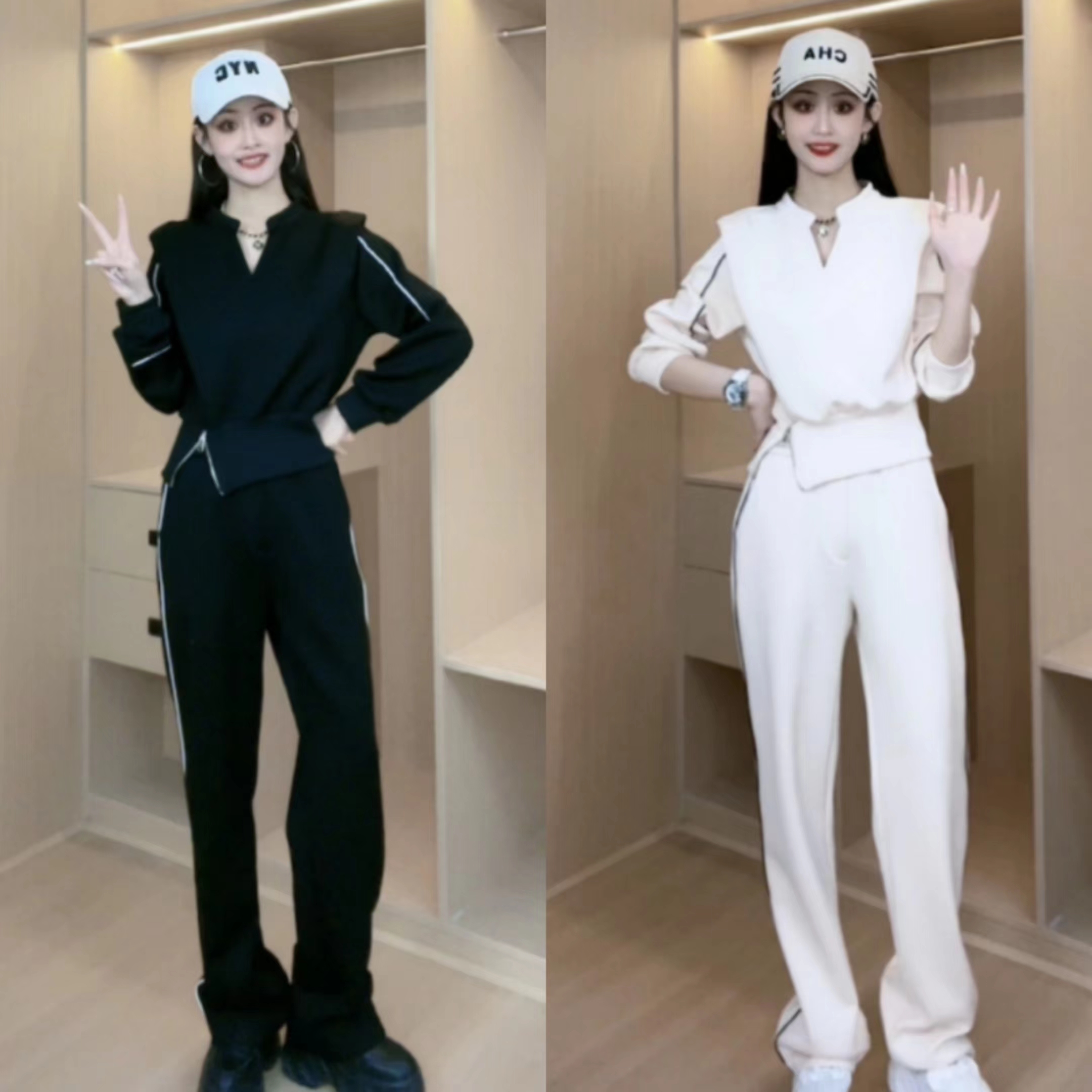 【一笑倾城】秋冬新款韩版洋气百搭休闲时尚减龄网红运动显瘦套装