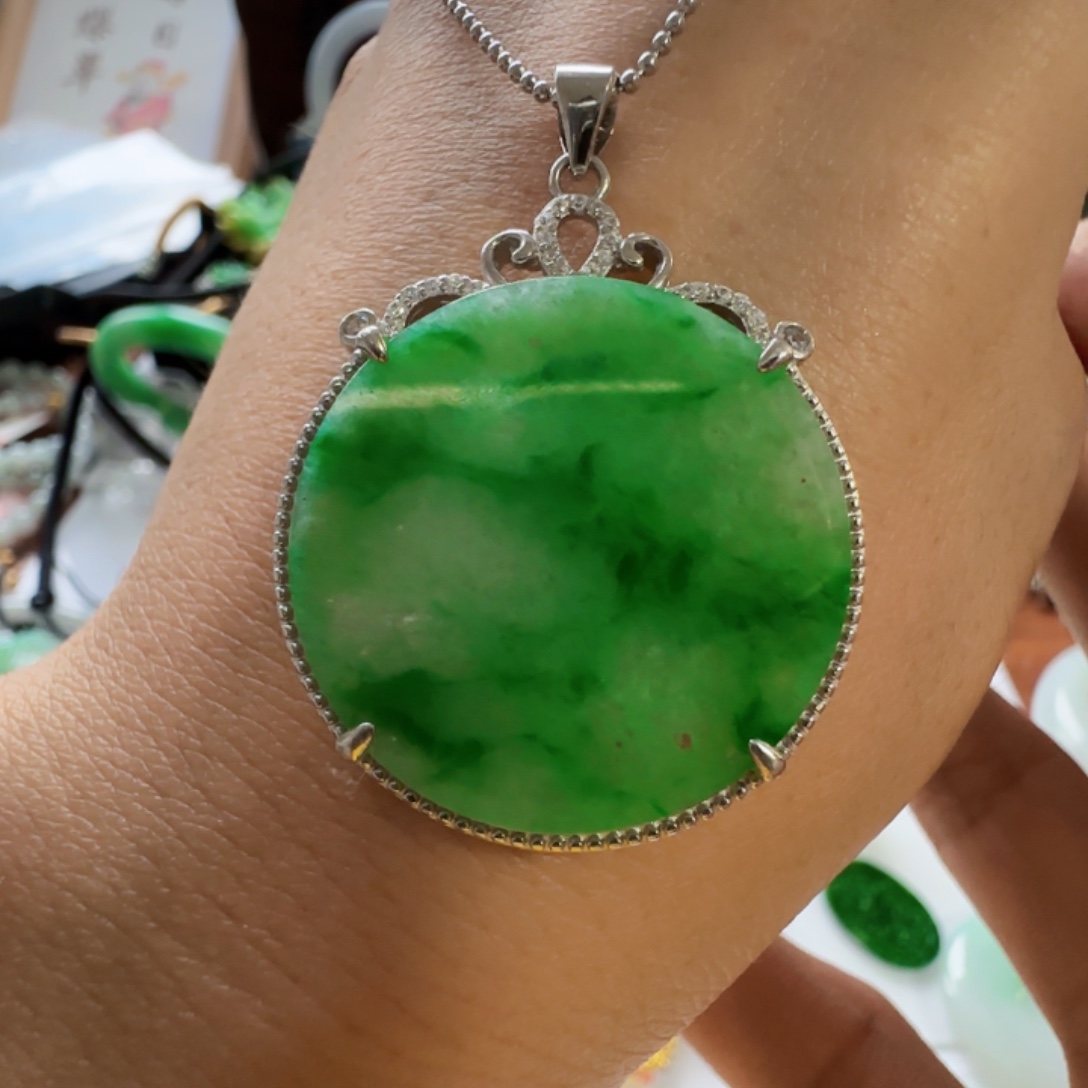 翡翠银S925镶嵌颈饰翡翠660