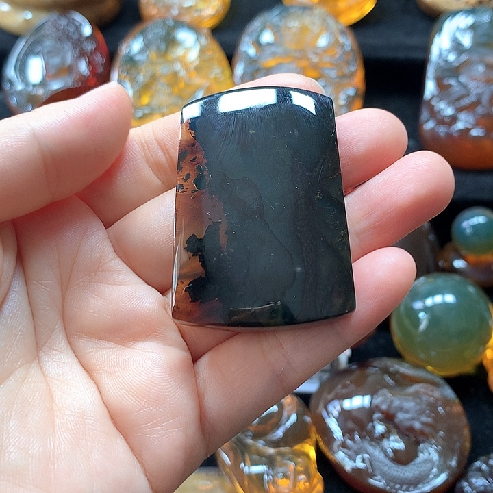 裸石琥珀未镶嵌植物牌子吊坠