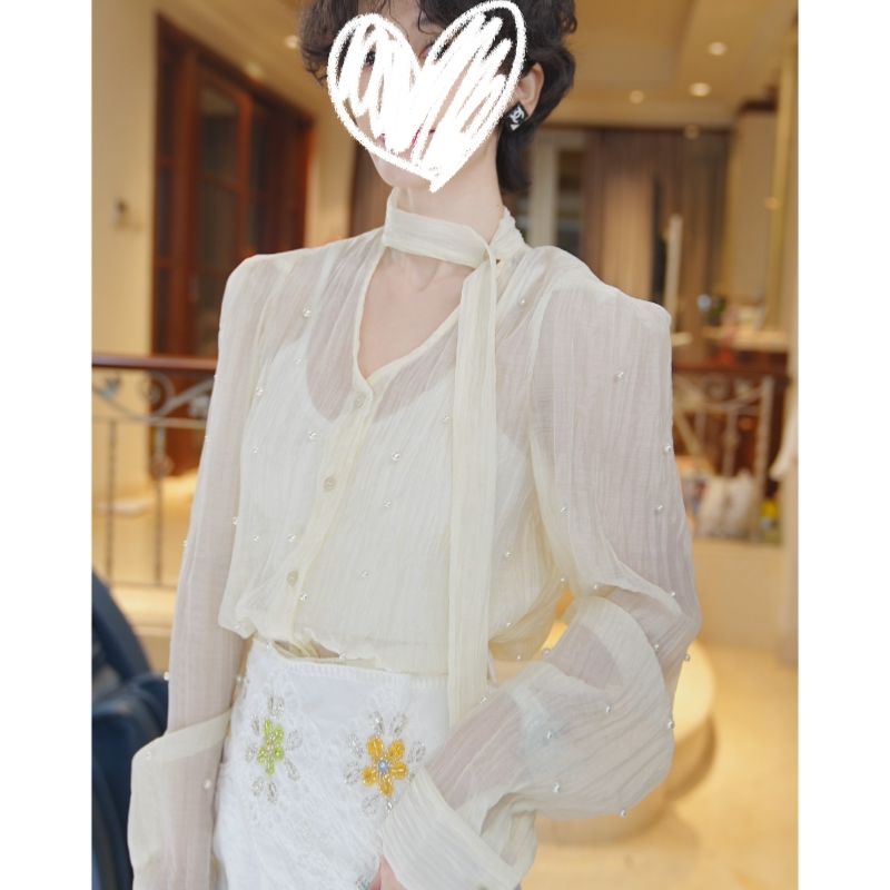 26112743【温柔日落】重工钉珠高级显瘦优雅上衣a86