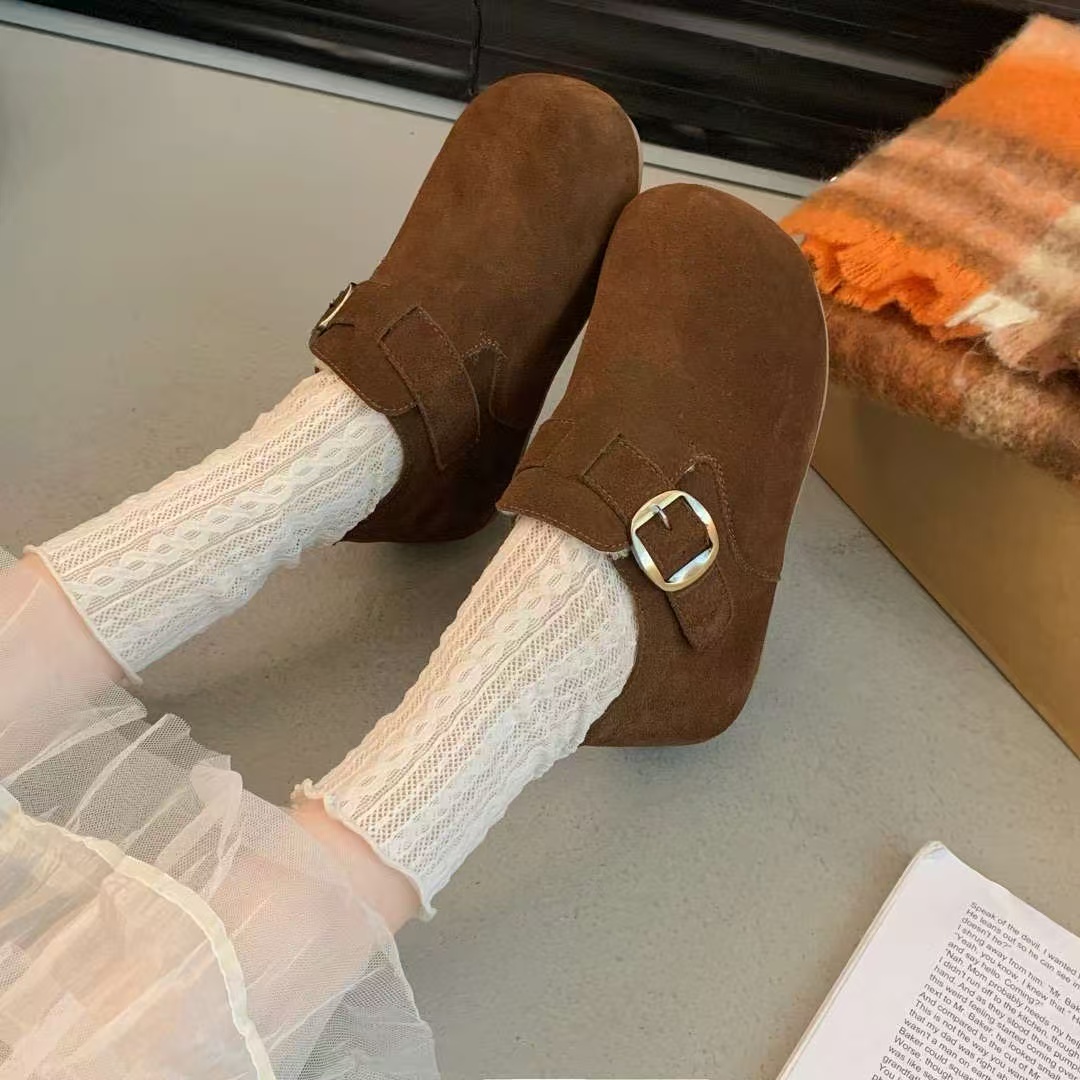 新款厚底内增高全包真皮勃肯