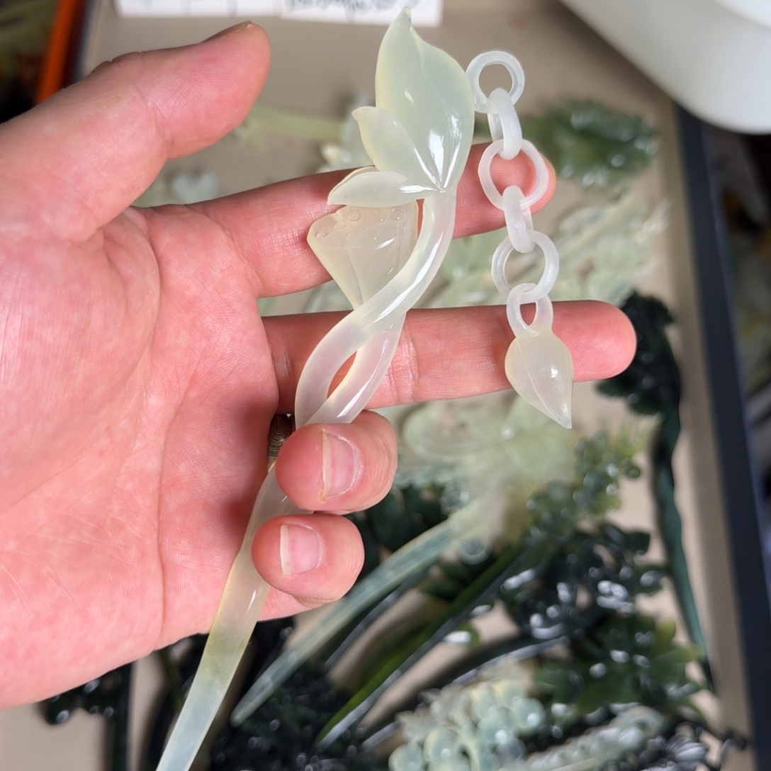 岫玉发饰未镶嵌明君玉簪就是好看