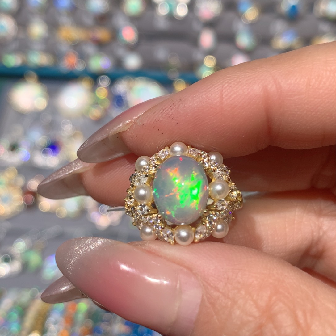 欧泊福利戒指银S925镶嵌