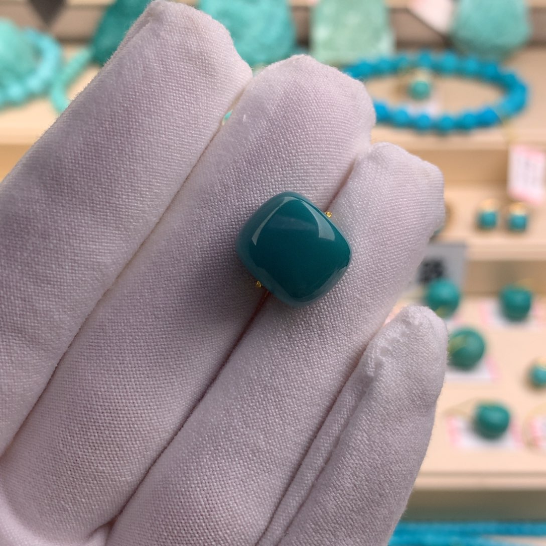 绿松石珠宝奇石未镶嵌12.8×11