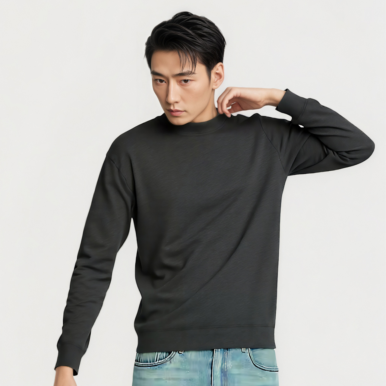 【宅】半高领男士打底衫时尚保暖上衣运动舒适男装N05C02