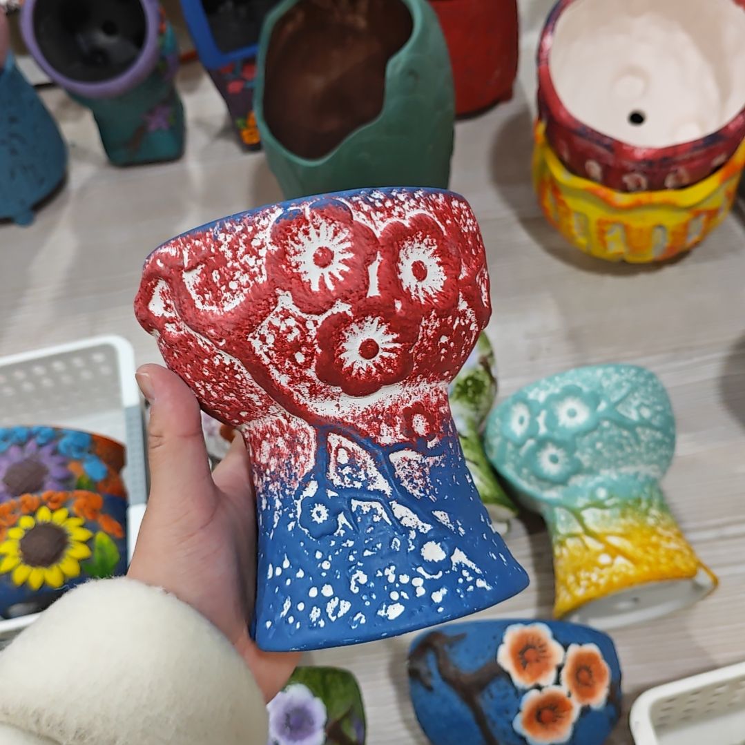 红陶吸水透气的白陶花盆凑满12发货