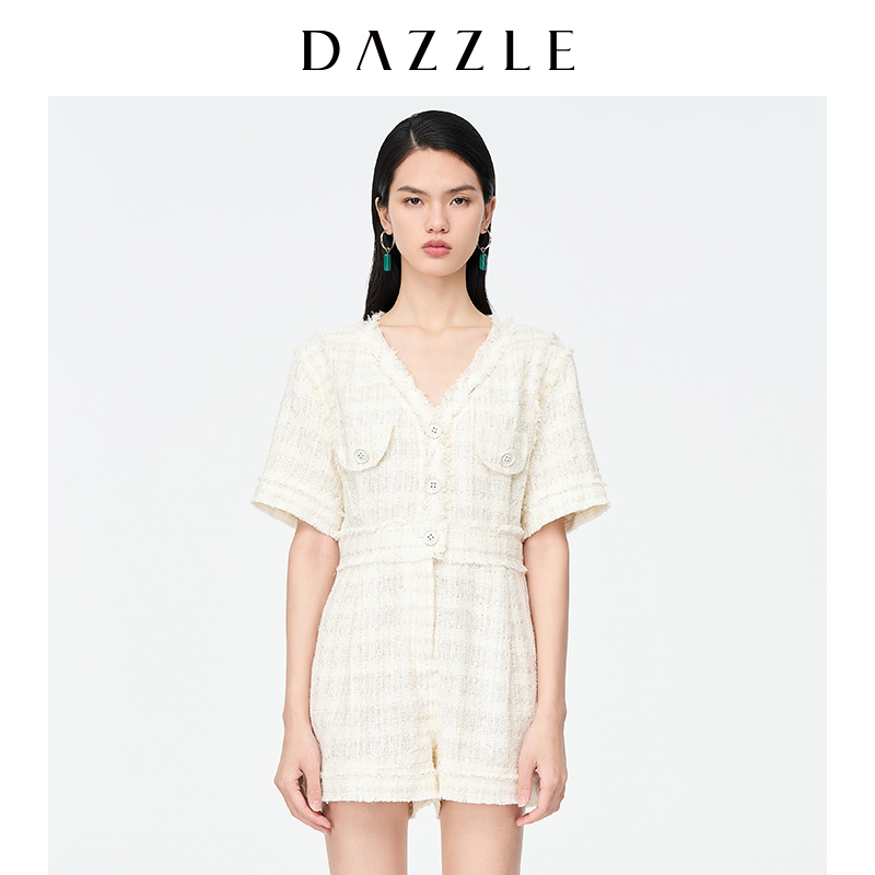 【赵老板专属】DAZZLE地素粗花呢连体裤休闲裤女2D2P7083B