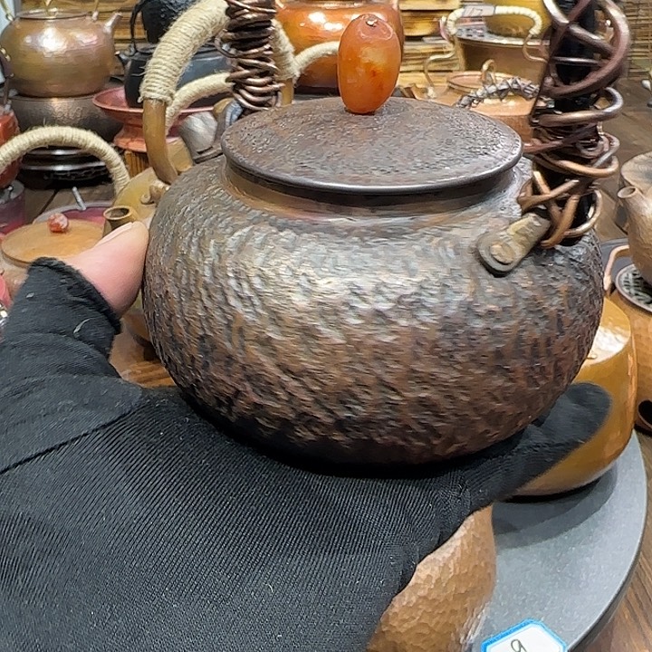 Y***缕紫铜手工制作约500毫升容量提梁壶