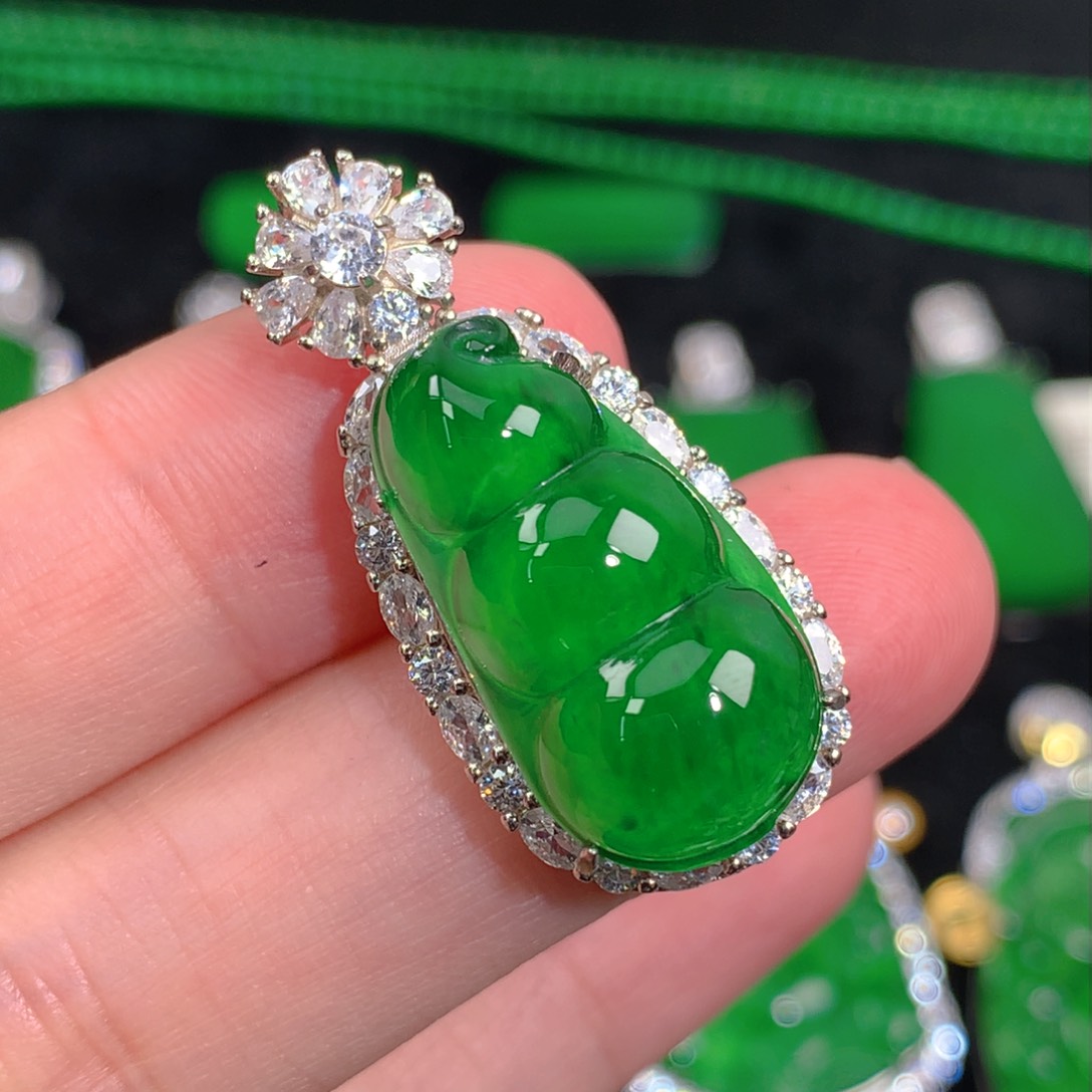 翡翠吊坠(不含链)银S925镶嵌