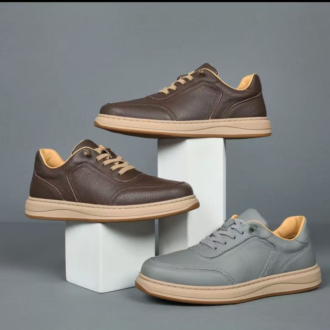 头层牛皮2025秋季新款男士皮鞋真皮休闲鞋男款潮流复古百搭男鞋