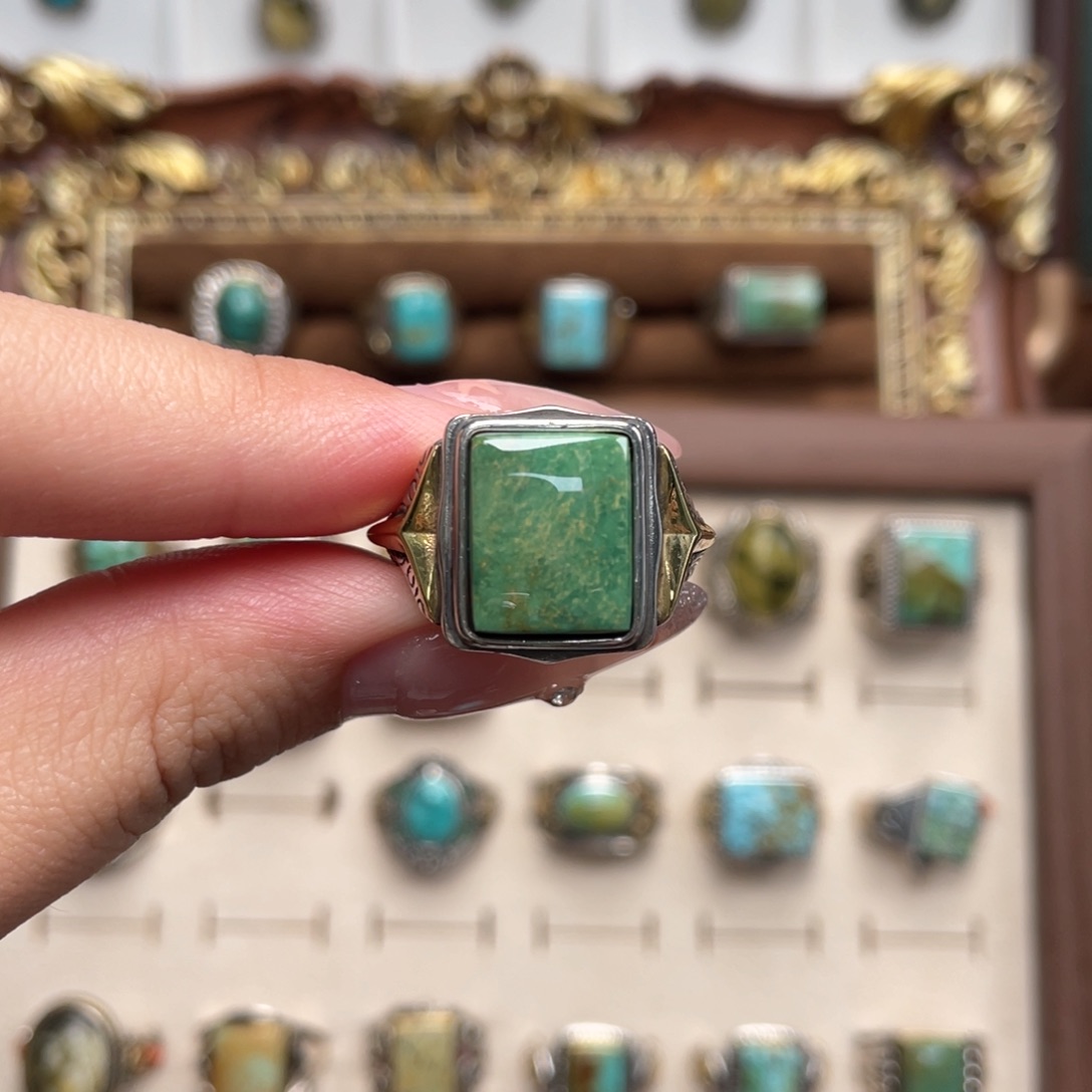 绿松石银S925镶嵌戒指