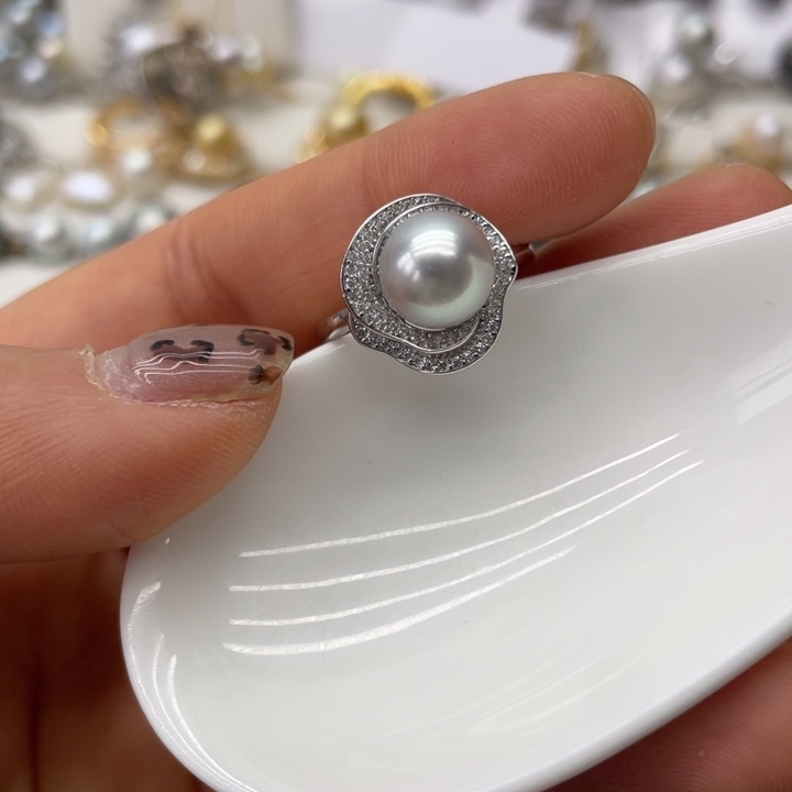 海水珍珠戒指银S925镶嵌