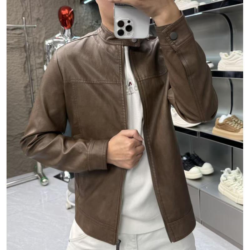 2025古迪洛秋冬立领机车皮衣男时尚外套黑色翻领夹克男装上衣夹克