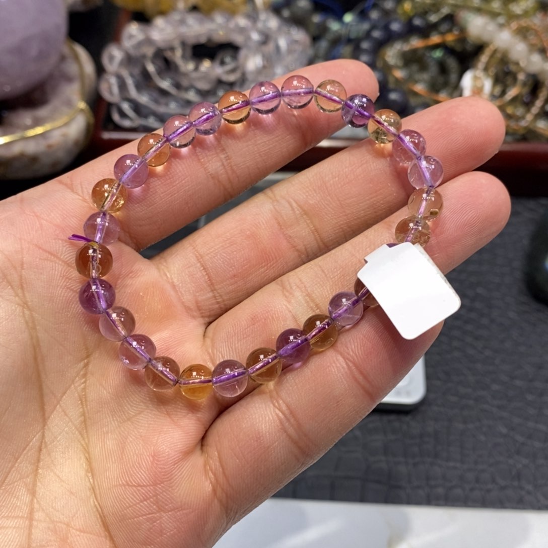 水晶手链未镶嵌紫黄7mm