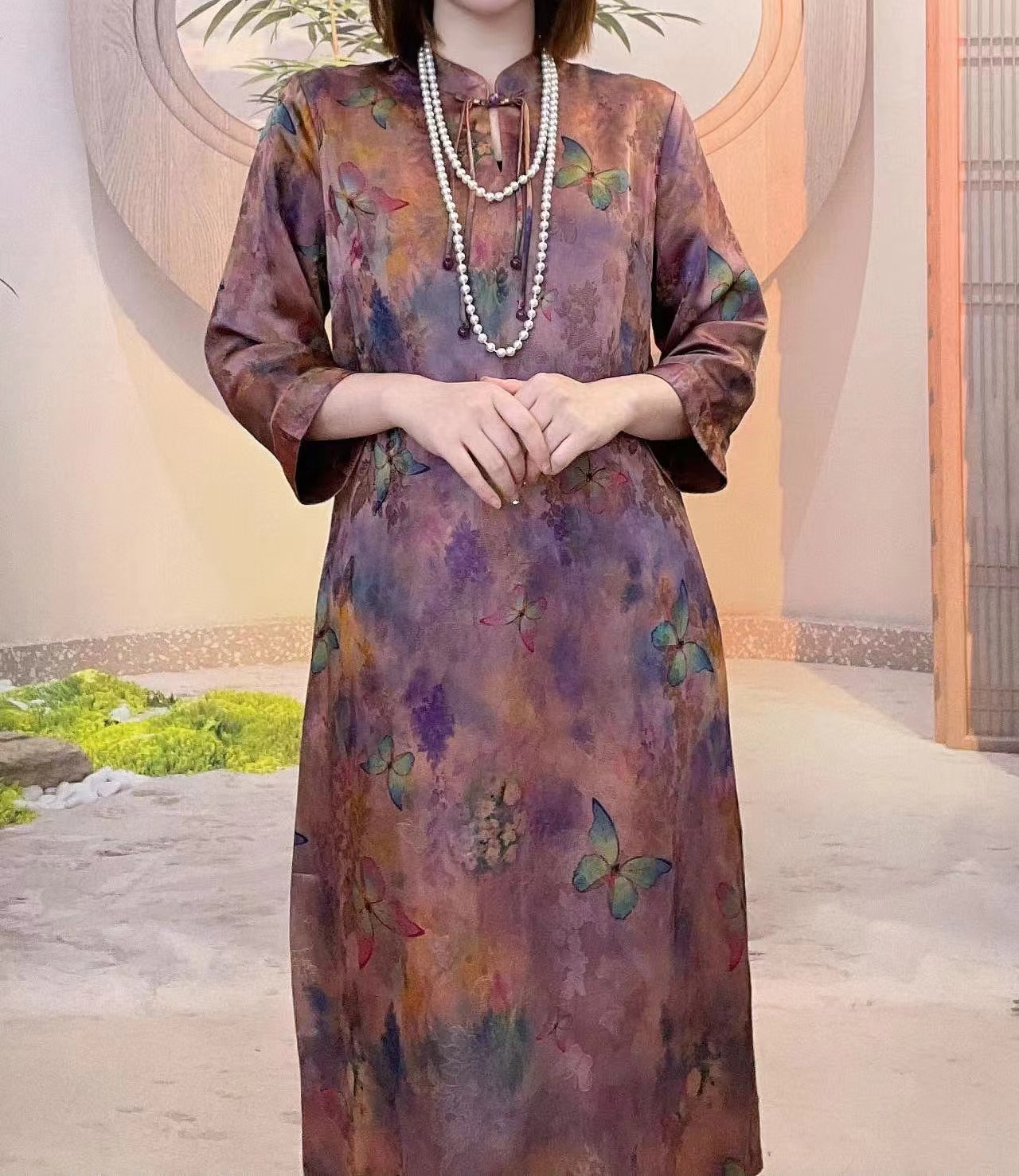 2024春季新款国风重磅花萝老料连衣裙-20240557美美玫瑰仓