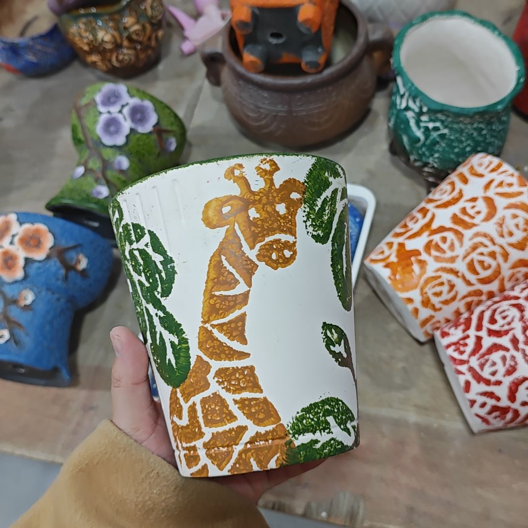 红陶吸水透气的白陶花盆凑满12发货