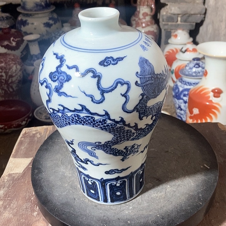 瓷瓶青花罐对瓶大