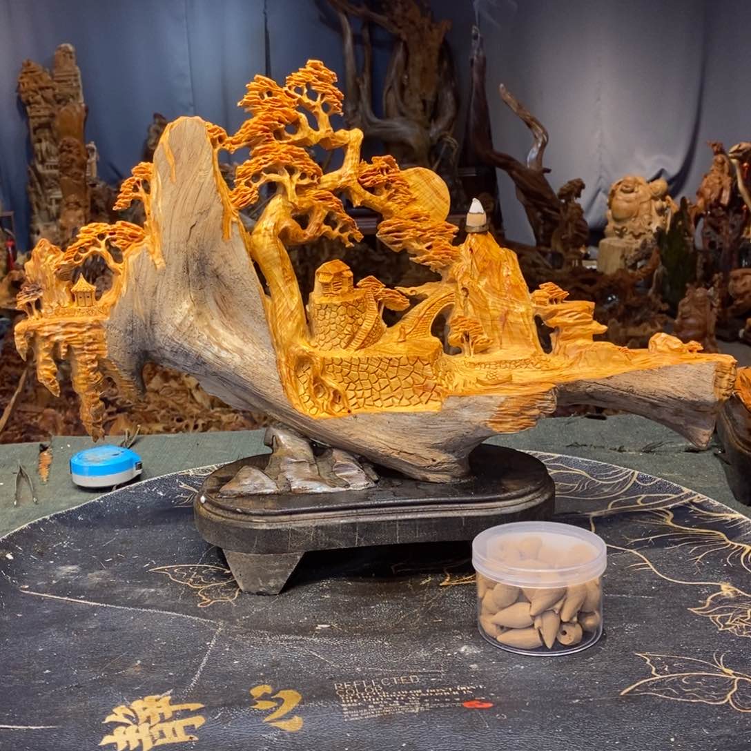 柏木（崖柏）崖柏精工意境山水