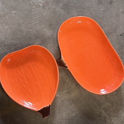 微瑕，不能明火，，一套南瓜盘