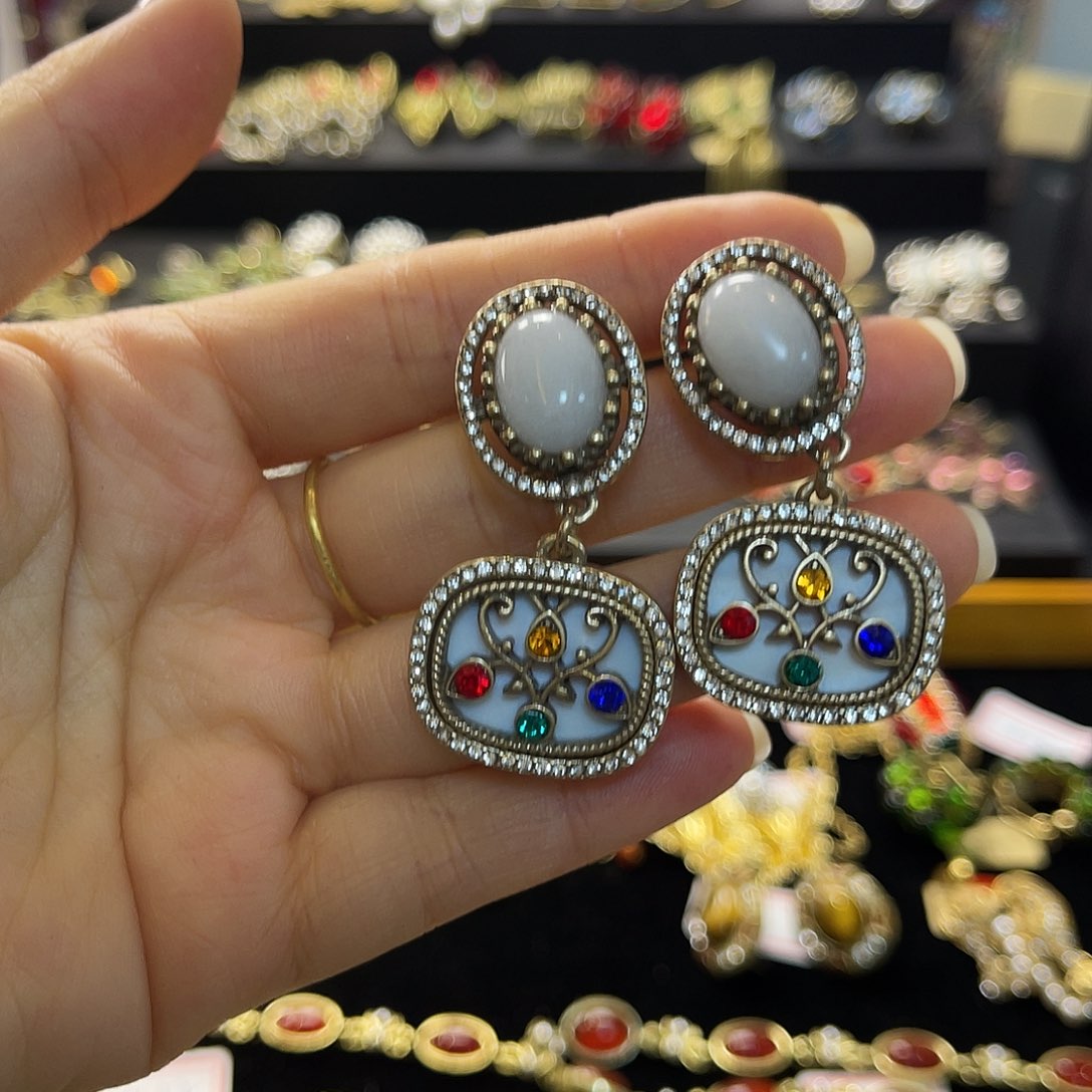 琉璃纯铜合金耳饰