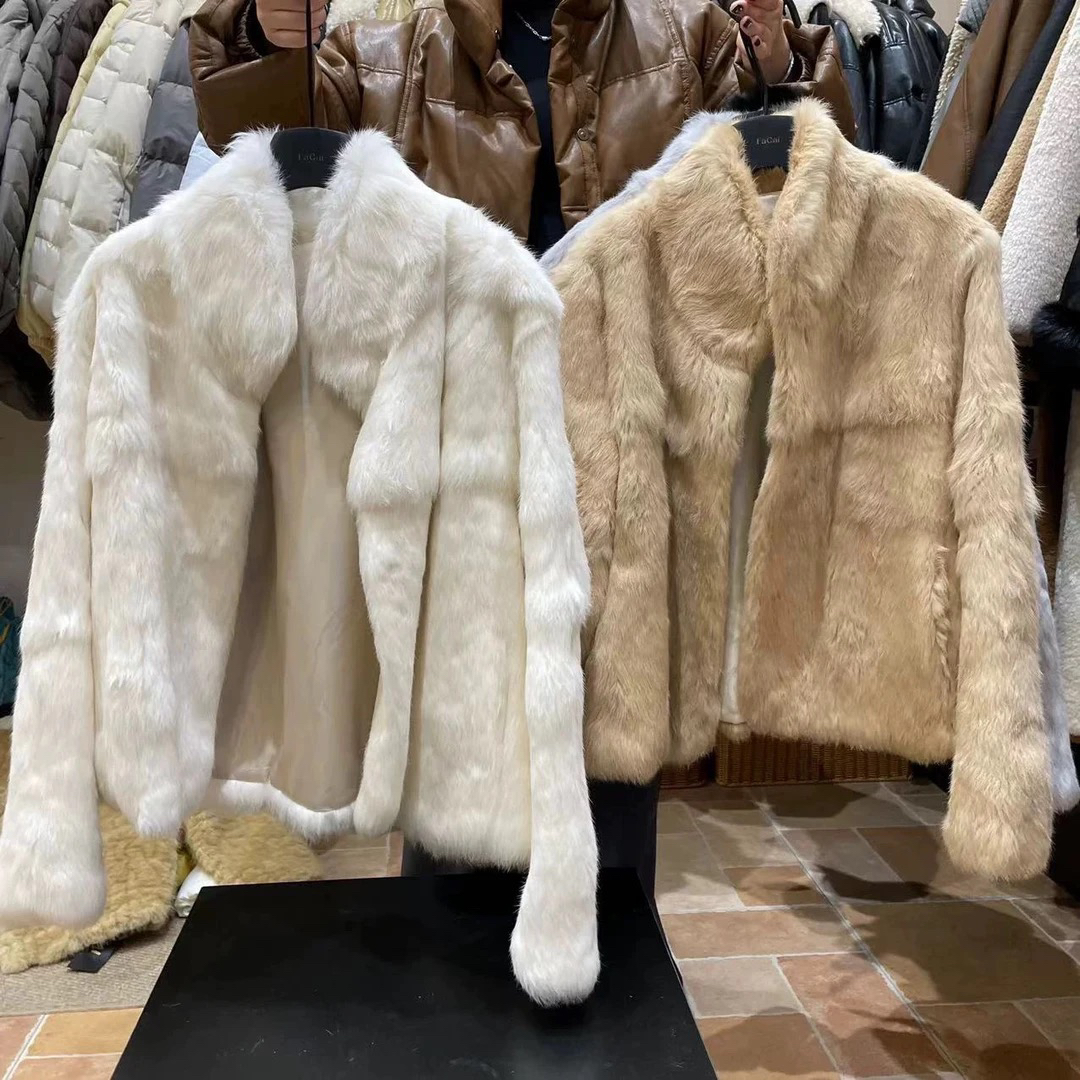    Liwenjing 真毛 安哥拉兔毛立领加厚短款毛毛