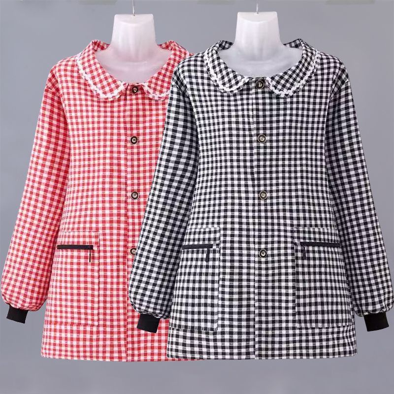 加肥加大短款正穿衣四季长袖罩衣家用做饭防油污围裙防尘透气工作