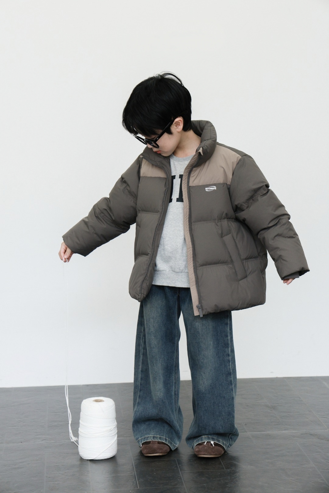 5971冬季新款男女中大童拼色休闲羽绒服可亲子保暖外套百搭