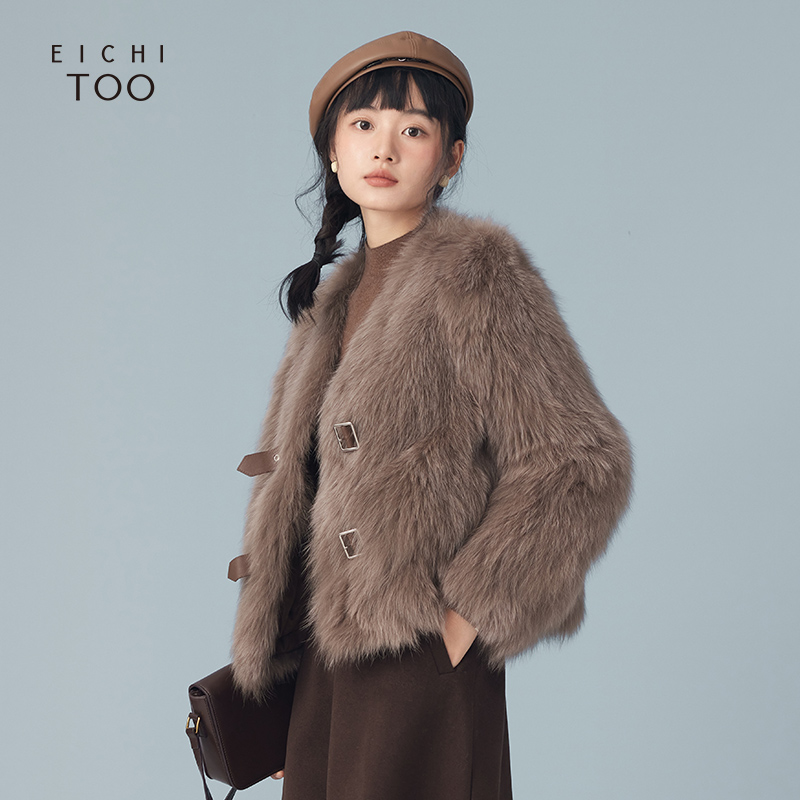 冬季高级感奶盐系小香风气质名媛咖色毛毛短款保暖外套女