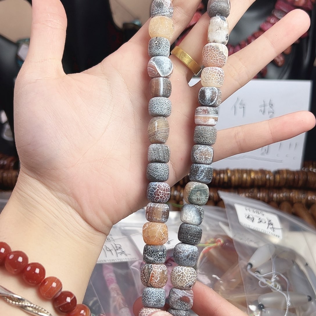 玛瑙/玉髓合金珠宝半成品h386 12m 药霜墩墩一条